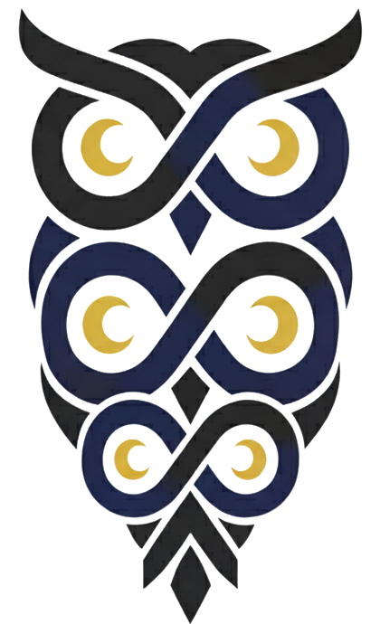 The infinity-knot owl emblem