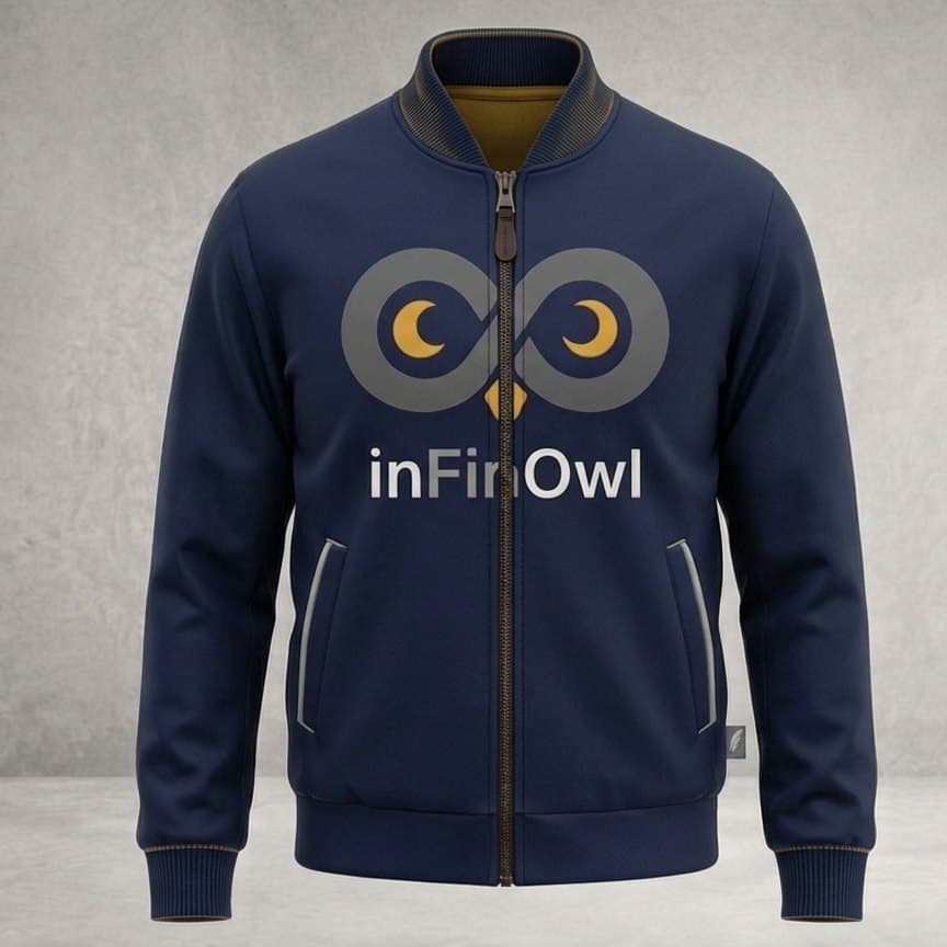Infinity Owl Bomber Jacket — Navy & Gold