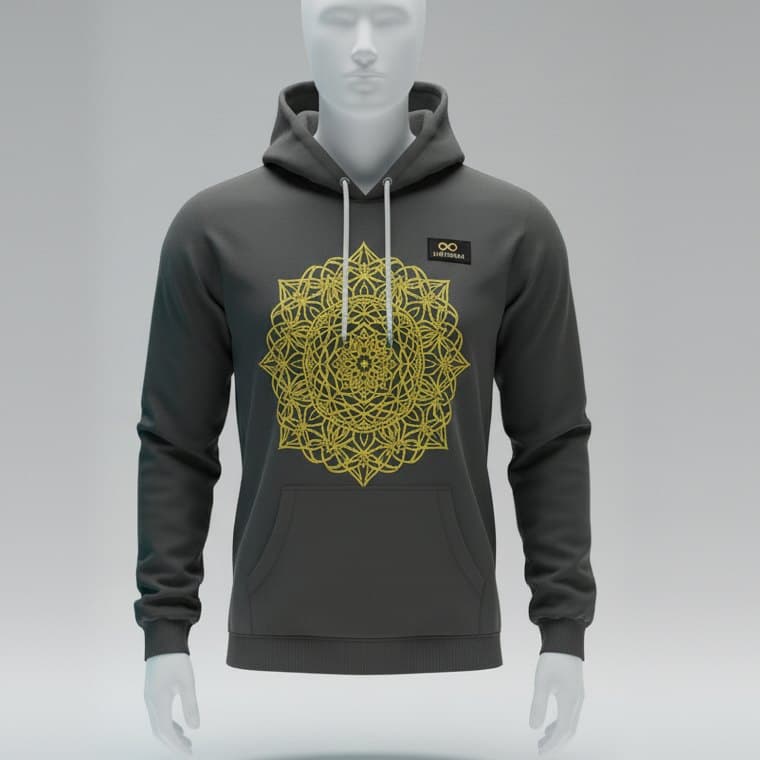 Golden Mandala Hoodie — Charcoal