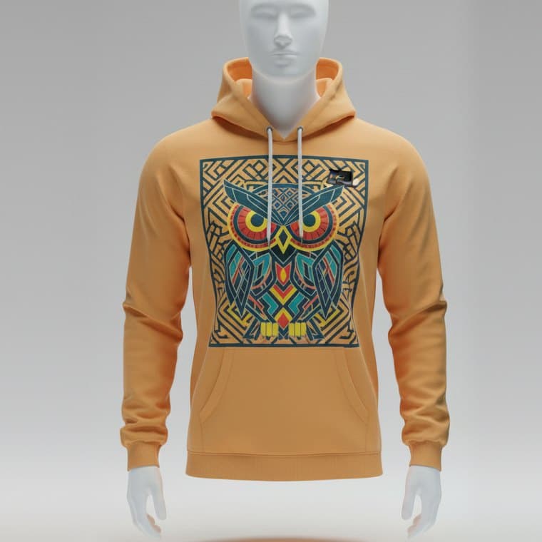 Mosaic Owl Hoodie — Amber