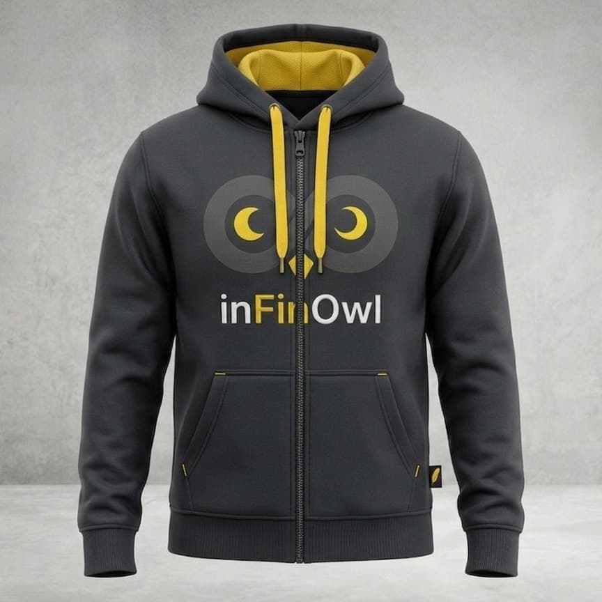 Infinity Owl Zip Hoodie — Charcoal & Gold